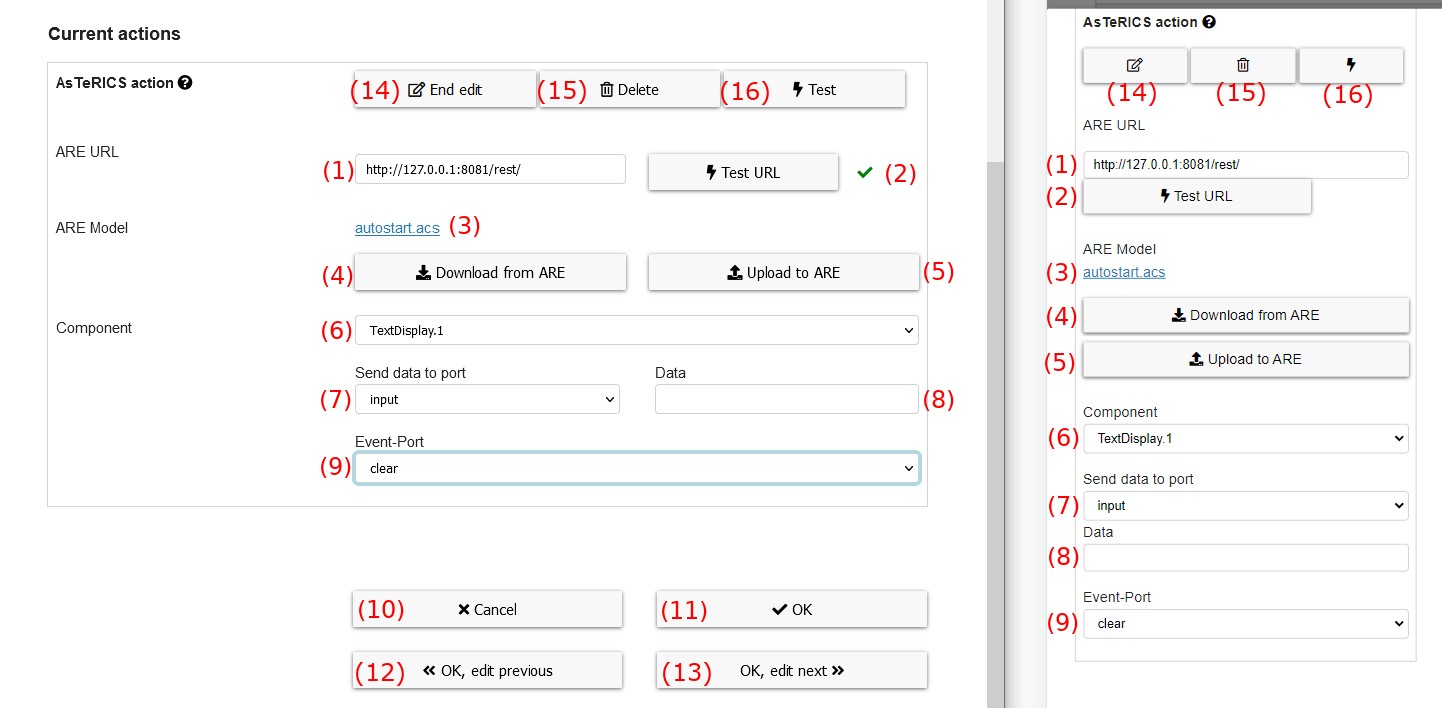 asterics action options