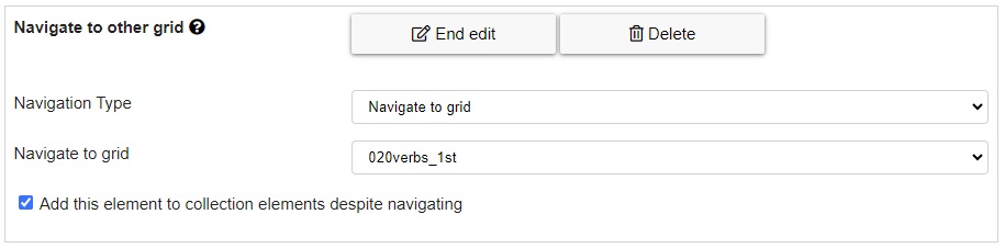 action navigate to other grid