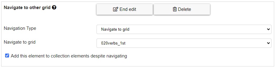 action navigate to other grid