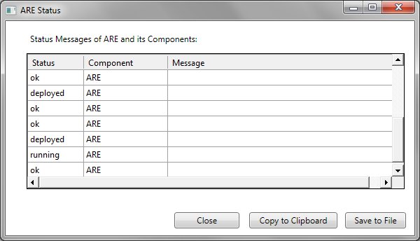 Screenshot: The ARE Status Window