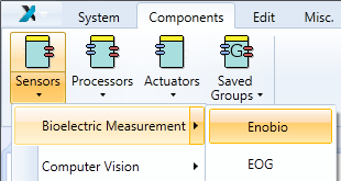Screenshot: The components tab