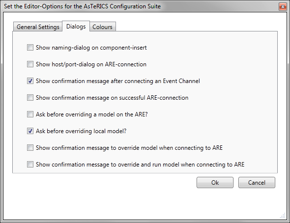 Screenshot: Options Dialog, Dialogs Settings