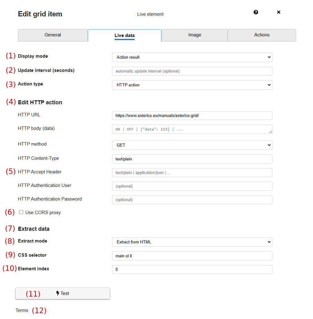 Tab live data