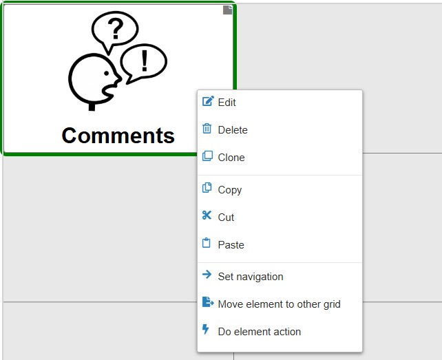 edit view - element menu