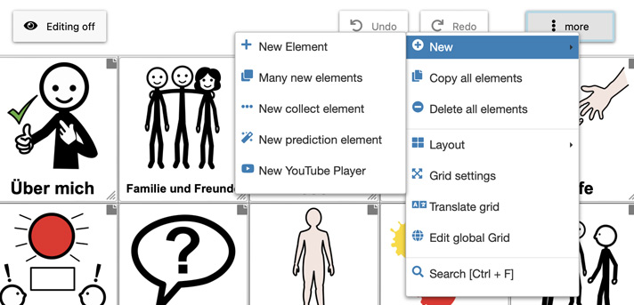 edit view - more menu