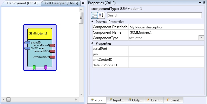 Screenshot: GSMModem plugin