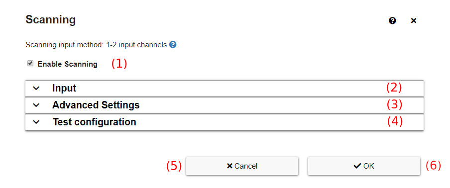 general structure of an input option dialog