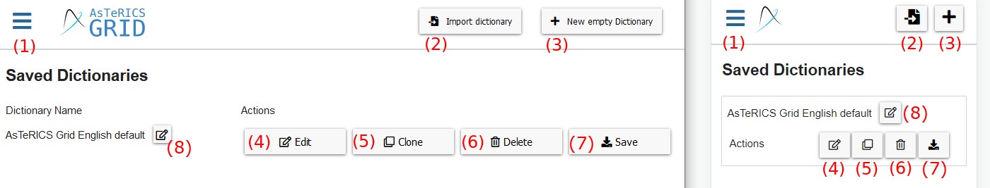 manage dictionaries view