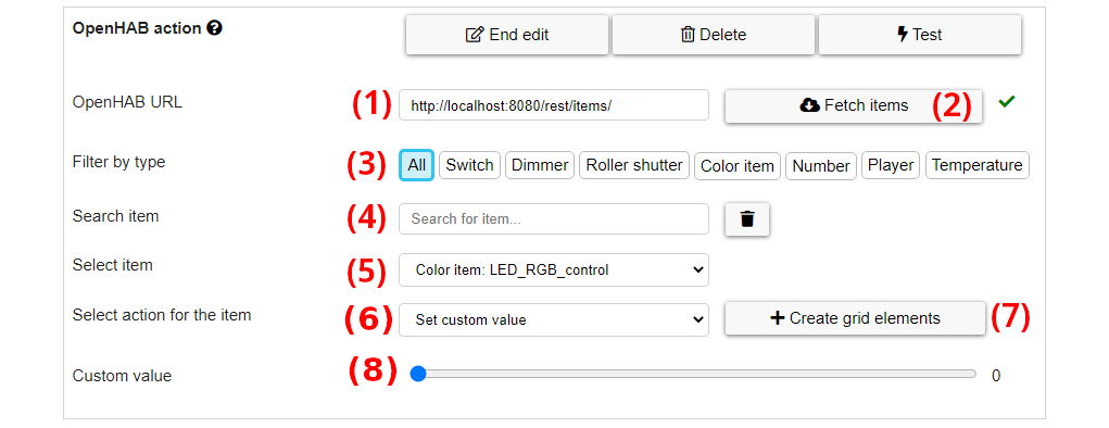 openHAB action options