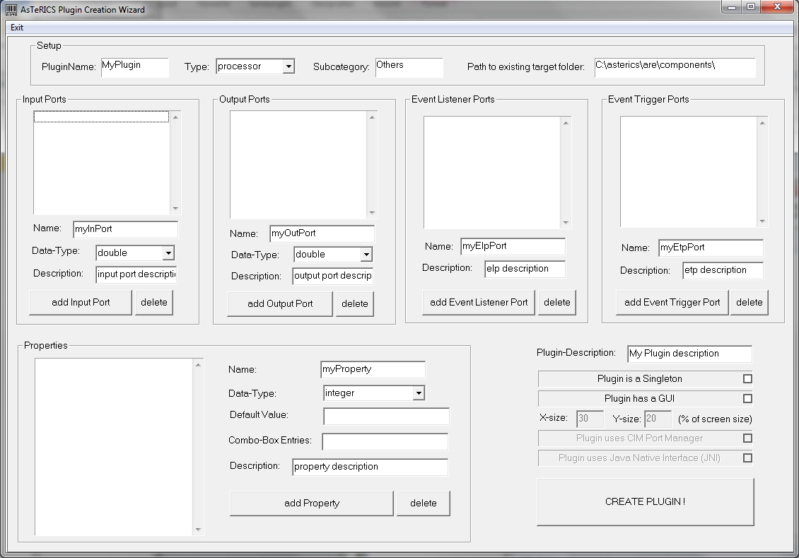 Screenshot: The Plugin Creation Wizard