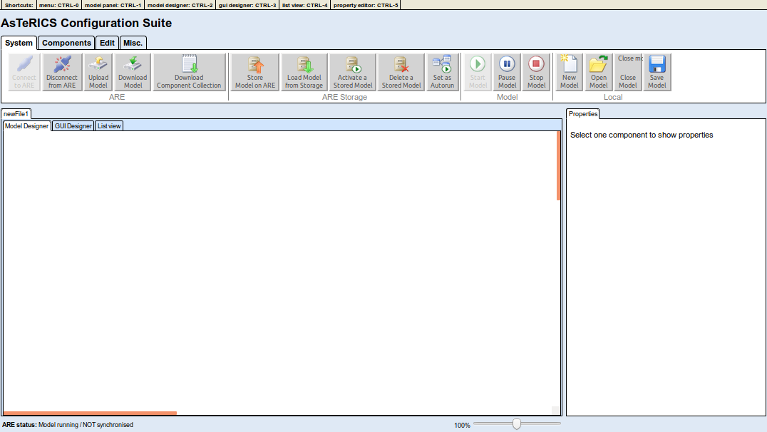Screenshot of ACS program with a simple model.