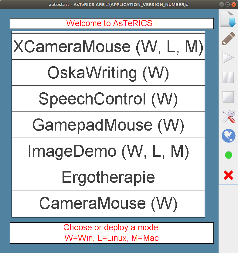 Screenshot of AsTeRICS Runtime Environment