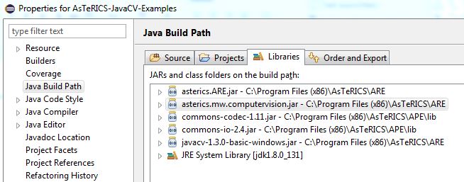 Build path dialog with external libraries