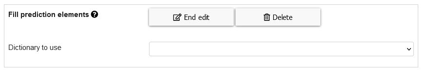 fill prediction elements action options