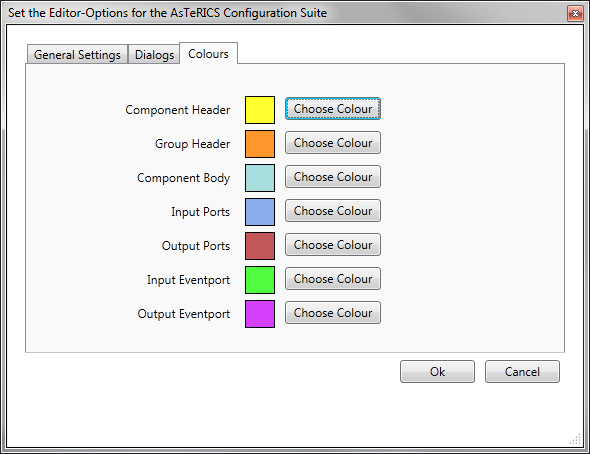 Screenshot: Options Dialog, Colours Settings