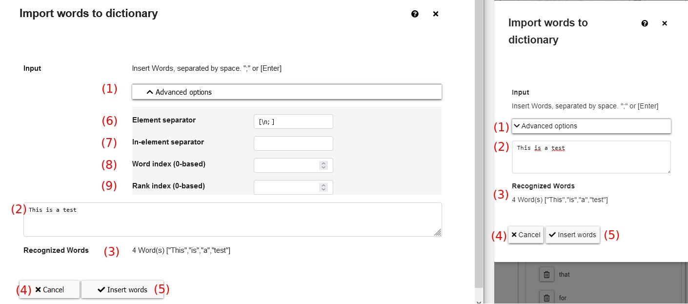 import words to dictionary