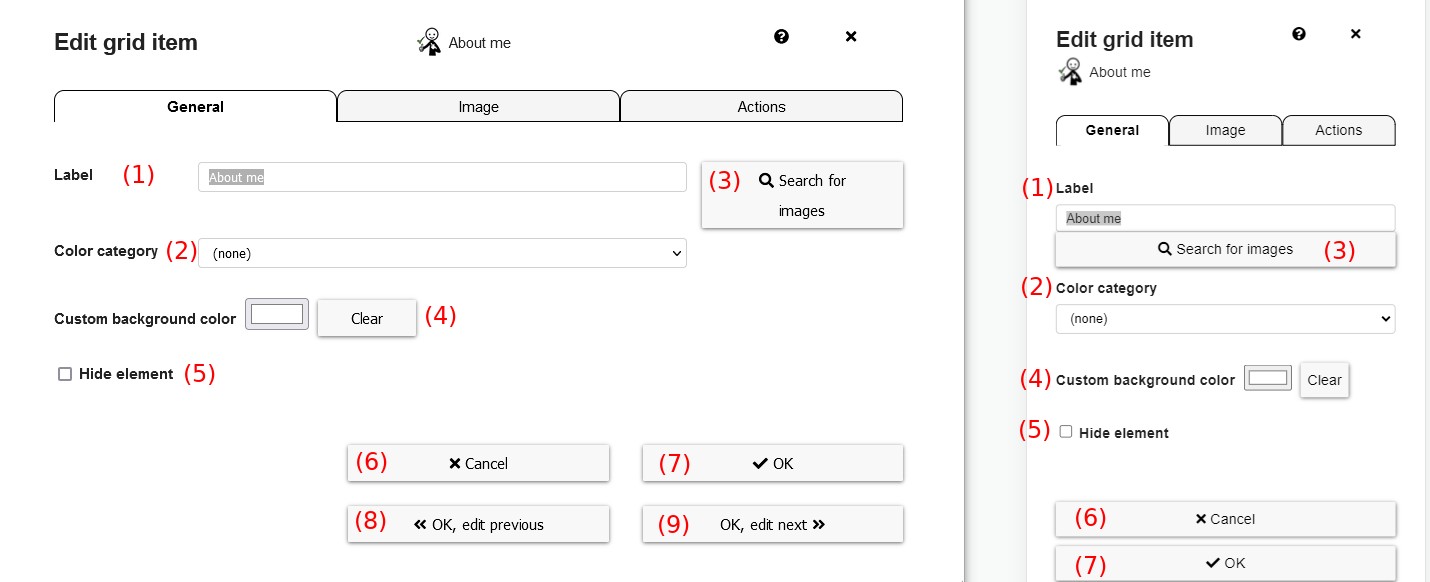 edit grid element general