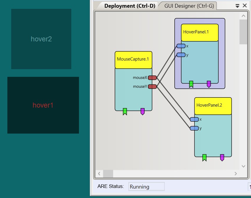 Screenshot: 2 HoverPanels on screen