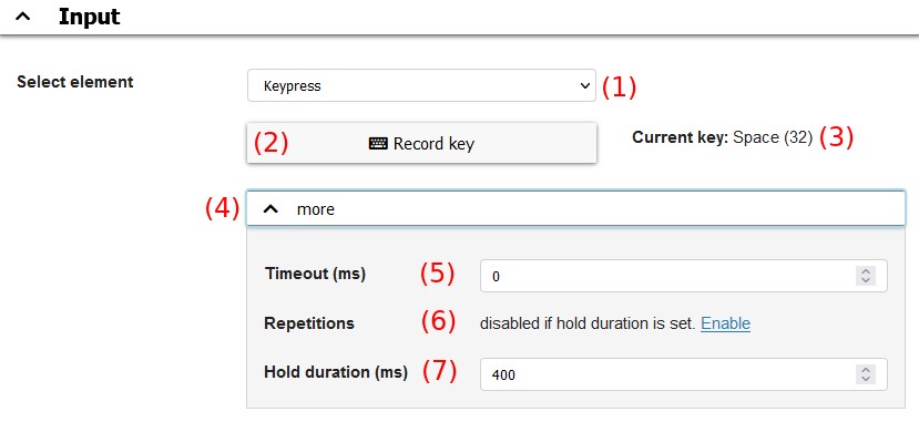 input event keypress options