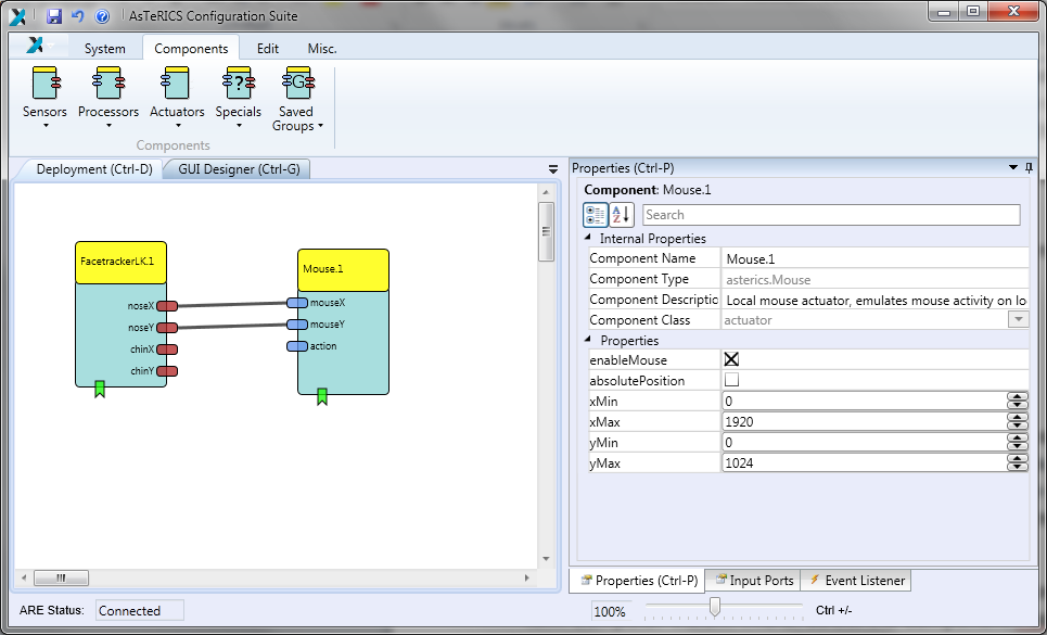 Screenshot of ACS program with a simple model.